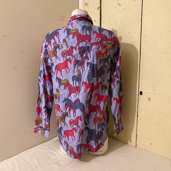 Sundance Womens Sz Med Equestrian Violet Joy Button Up Shirt Western Horse - Picture 2 of 8